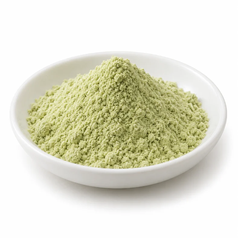 一碟浅绿色豌豆纤维粉